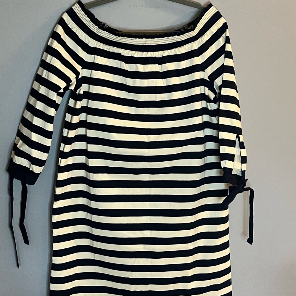 J. Crew Black and White Striped Dress